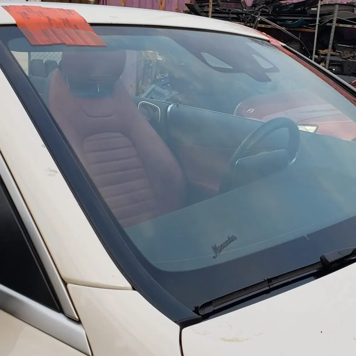 Close view of auto glass and finish after professional repair